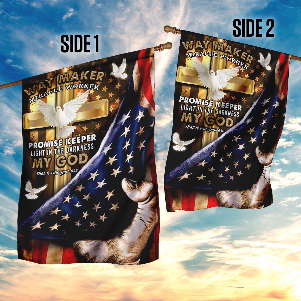 My God Way Maker Miracle Worker Christian Doves Flag - Image 5