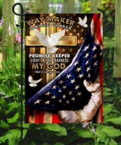 my god way maker miracle worker christian doves flag 4148