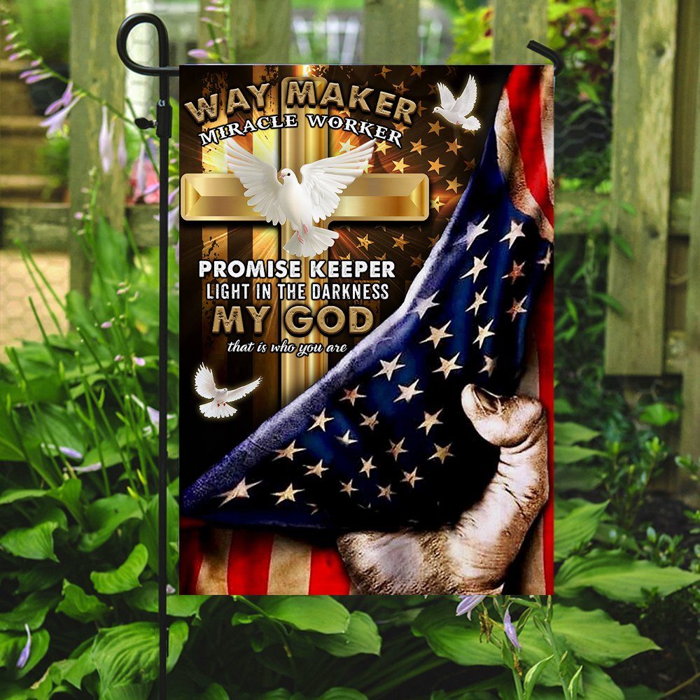 My God Way Maker Miracle Worker Christian Doves Flag - Image 7