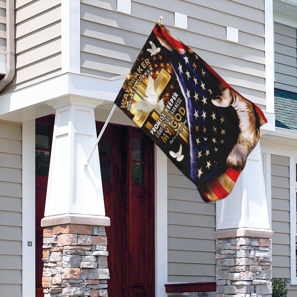 My God Way Maker Miracle Worker Christian Doves Flag - Image 4