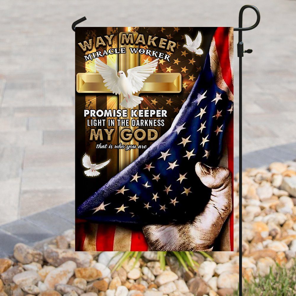 My God Way Maker Miracle Worker Christian Doves Flag - Image 8
