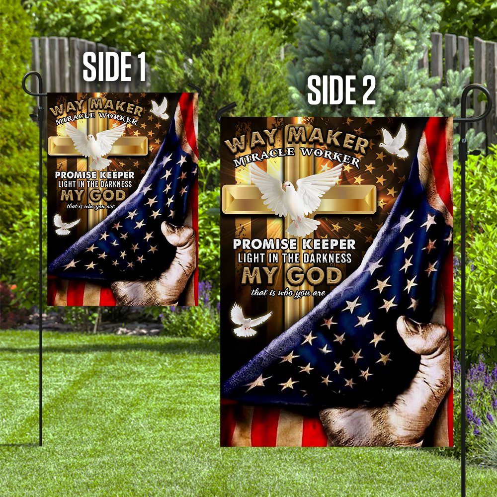 My God Way Maker Miracle Worker Christian Doves Flag - Image 10