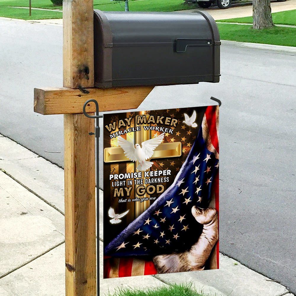 My God Way Maker Miracle Worker Christian Doves Flag - Image 9