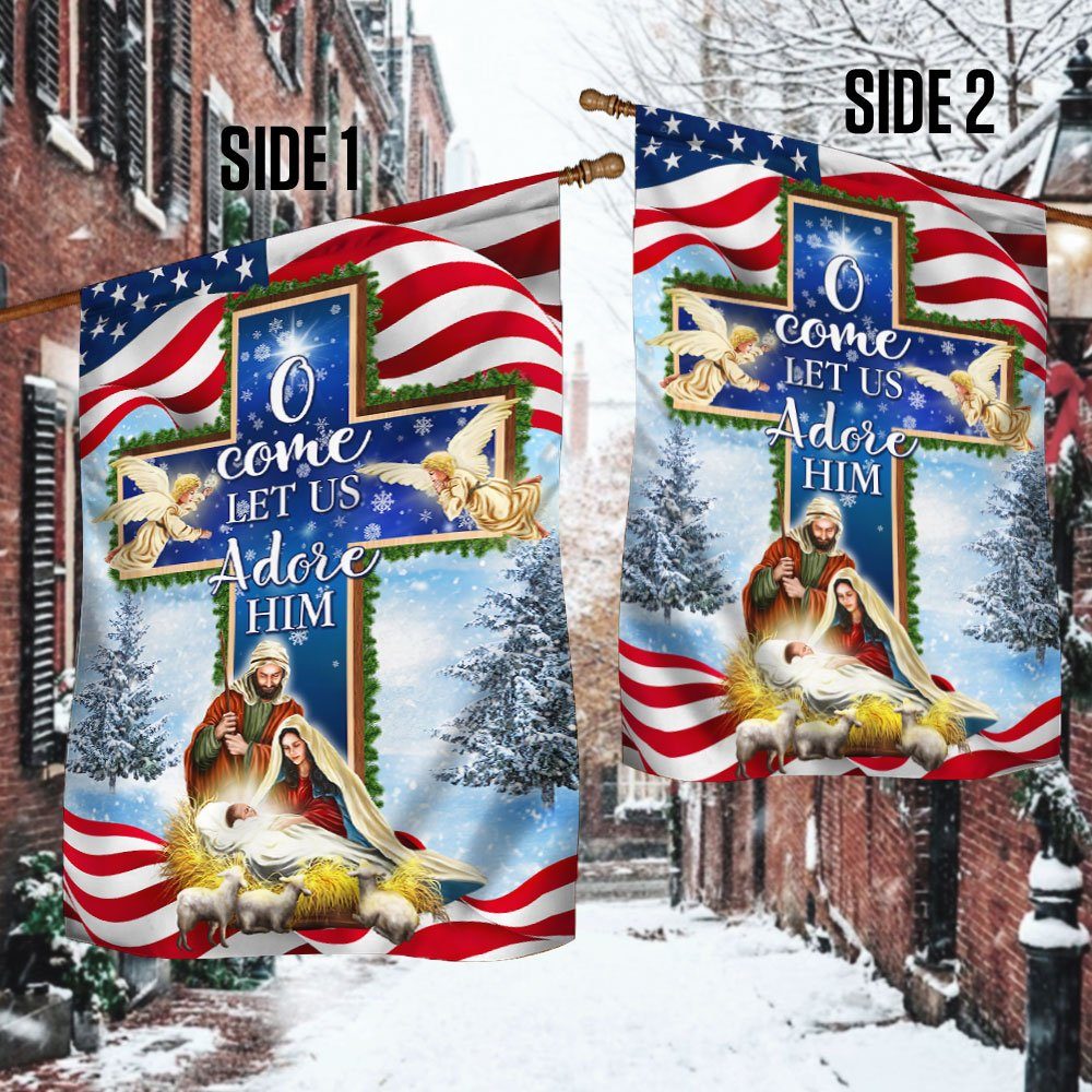 Nativity Christmas Flag O Come Let Us Adore Him Flag MLN730F - Image 2