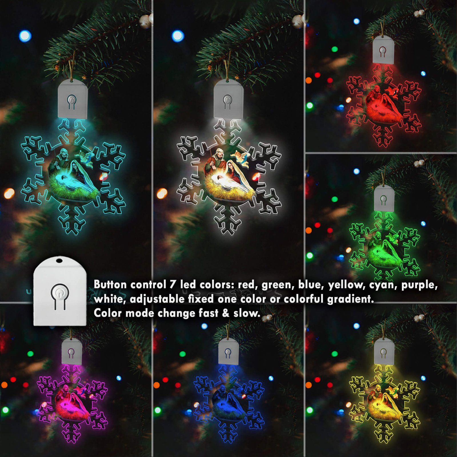 Nativity Of Jesus Christmas Led Acrylic Ornament Light, Snow Flower Ornament, Holy Family, Jesus Is Born TQN703O - Image 6