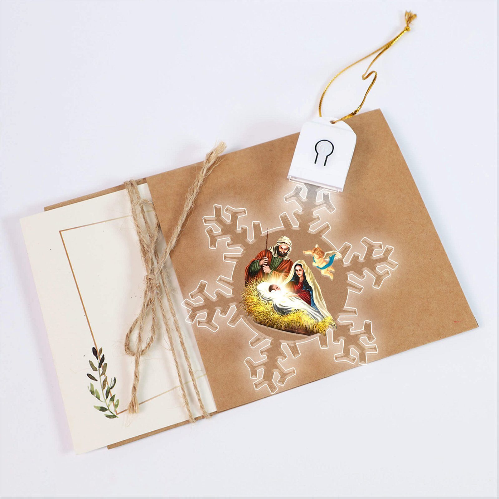 Nativity Of Jesus Christmas Led Acrylic Ornament Light, Snow Flower Ornament, Holy Family, Jesus Is Born TQN703O - Image 4