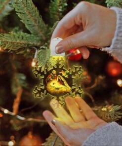 nativity of jesus christmas led acrylic ornament light, snow flower ornament, holy family, jesus is born tqn703o 8512