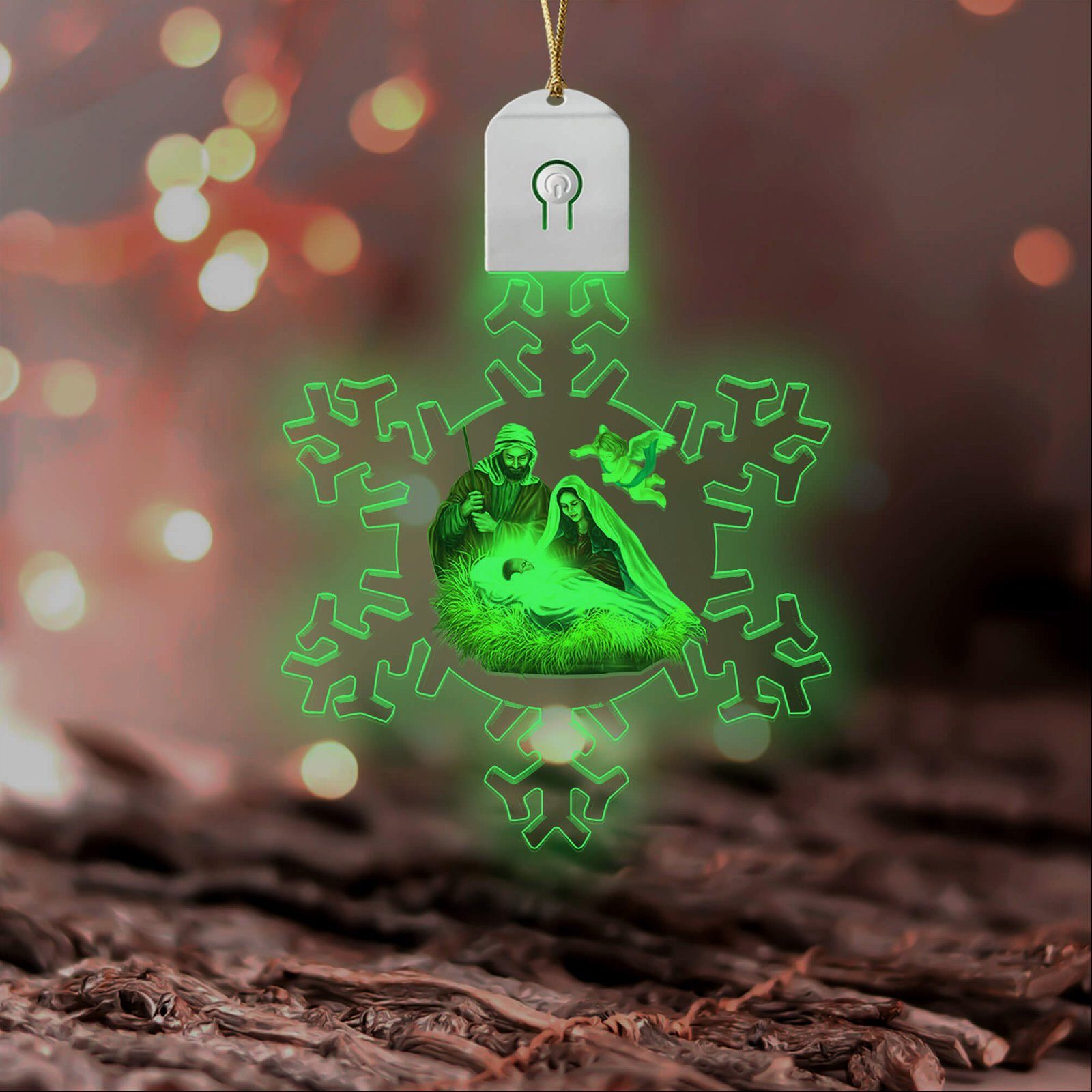 Nativity Of Jesus Christmas Led Acrylic Ornament Light, Snow Flower Ornament, Holy Family, Jesus Is Born TQN703O - Image 3