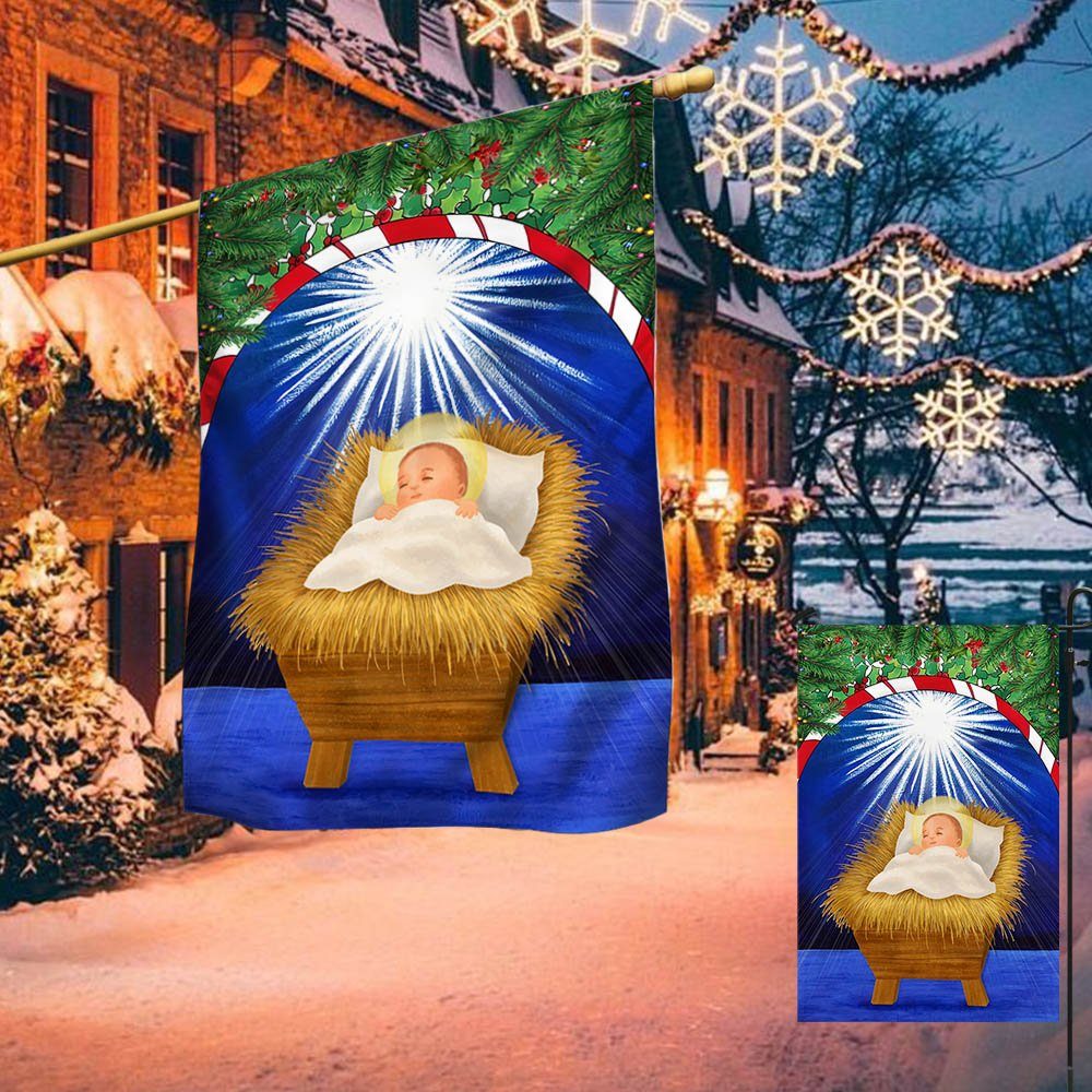 Nativity Of Jesus Flag Baby Jesus In A Manger Christmas Flag TQN636F - Image 4