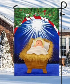 nativity of jesus flag baby jesus in a manger christmas flag tqn636f 1779