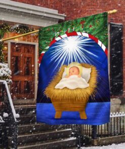 Nativity Of Jesus Flag Baby Jesus In A Manger Christmas Flag TQN636F