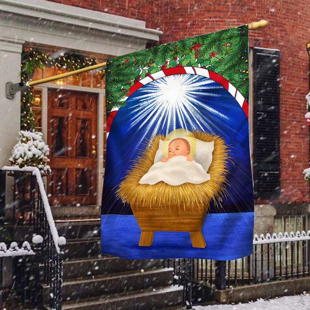 Nativity Of Jesus Flag Baby Jesus In A Manger Christmas Flag TQN636F