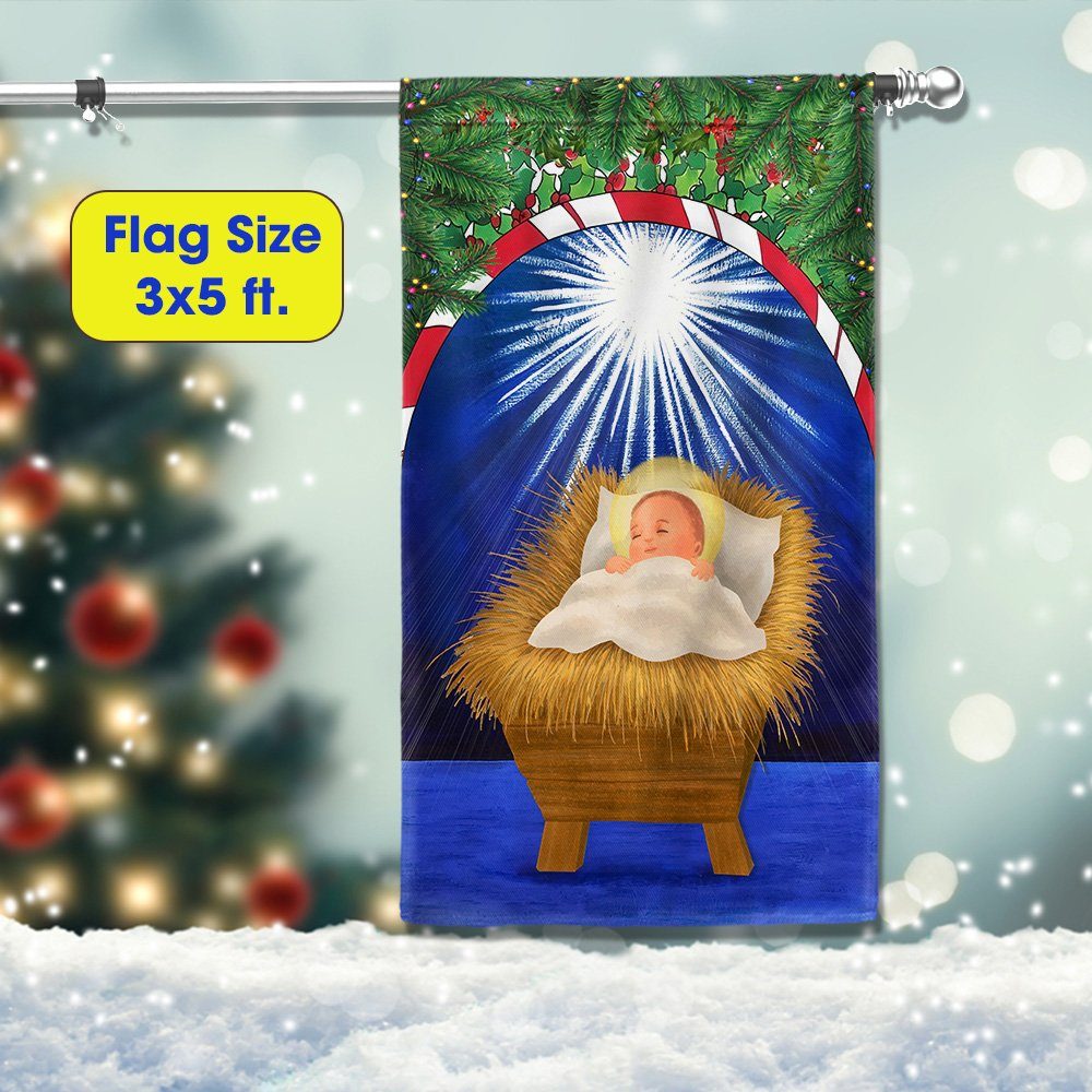 Nativity Of Jesus Flag Baby Jesus In A Manger Christmas Flag TQN636F - Image 6