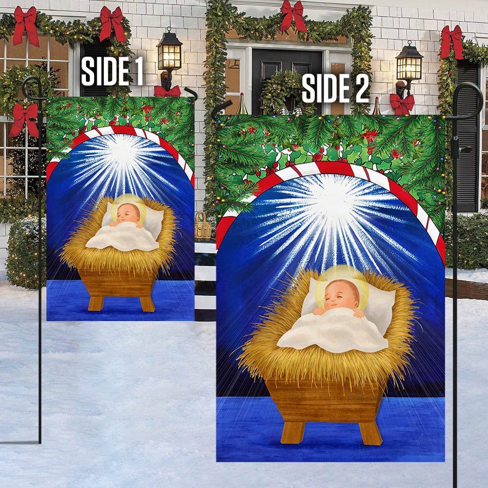 Nativity Of Jesus Flag Baby Jesus In A Manger Christmas Flag TQN636F - Image 5