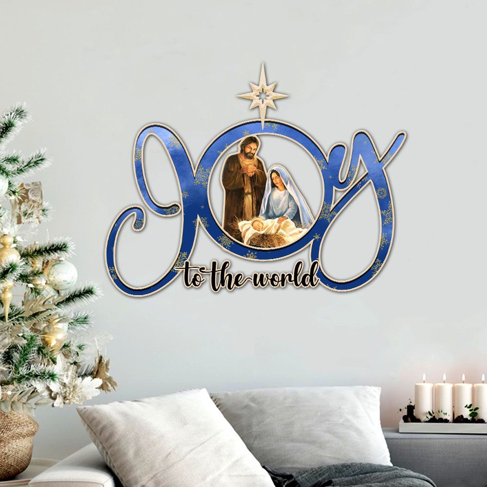 Nativity Of Jesus Hanging Metal Sign Joy To The World LNT698MS