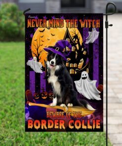 never mind the witch beware of the border collie flag 1382