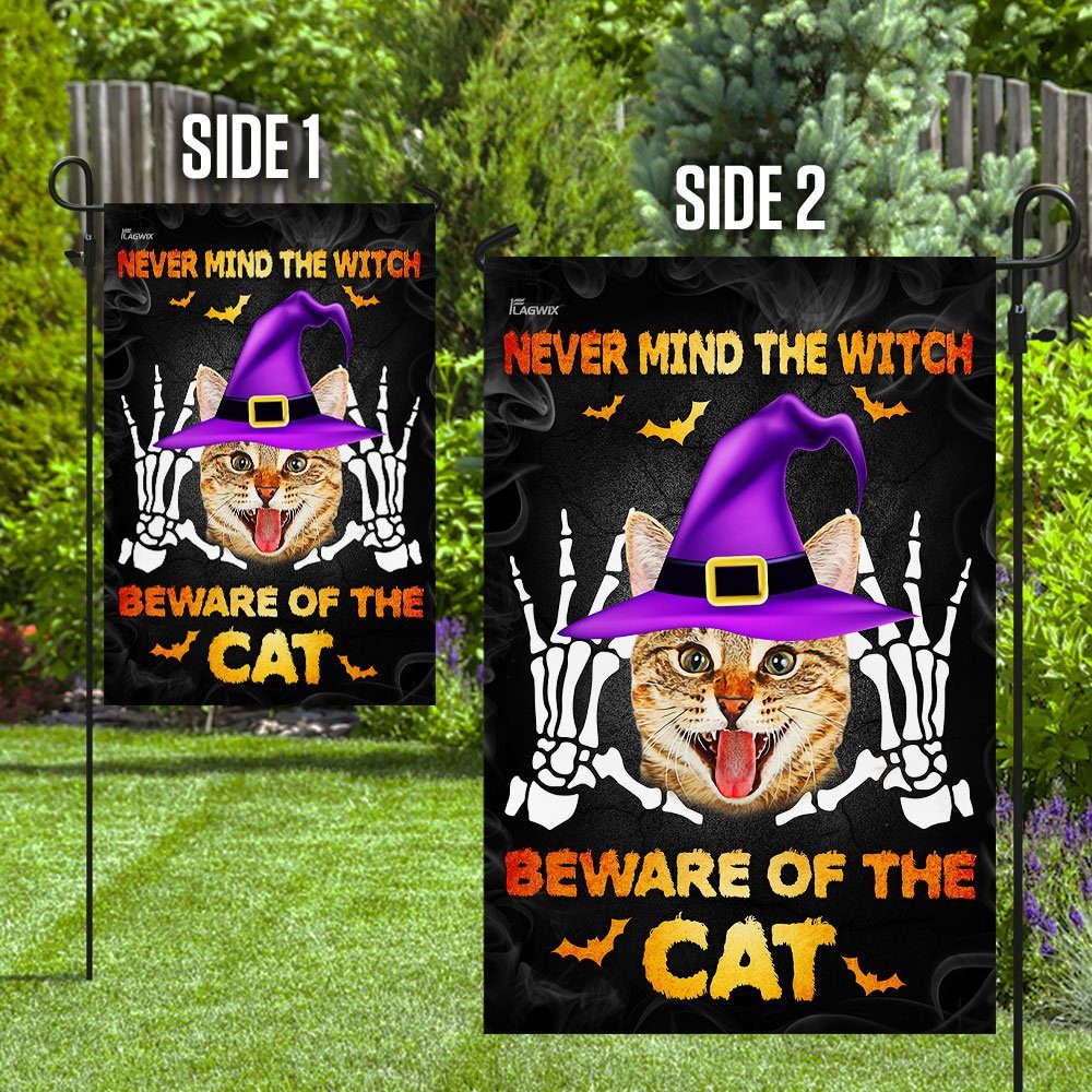 Never Mind The Witch Beware Of The Cat Halloween Flag - Image 8