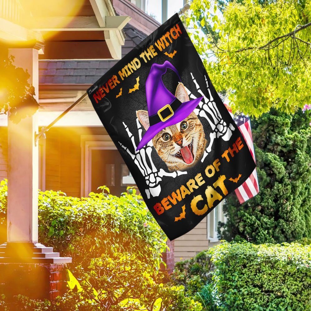 Never Mind The Witch Beware Of The Cat Halloween Flag - Image 2