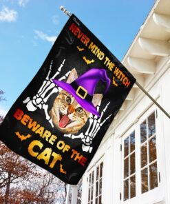 never mind the witch beware of the cat halloween flag 4202