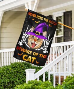 never mind the witch beware of the cat halloween flag 5481