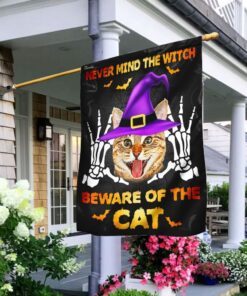 Never Mind The Witch Beware Of The Cat Halloween Flag
