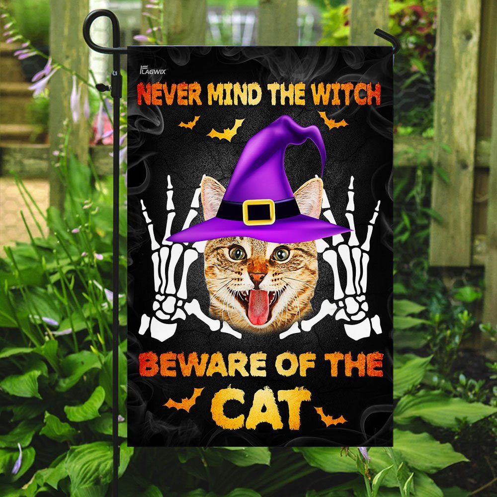 Never Mind The Witch Beware Of The Cat Halloween Flag - Image 7