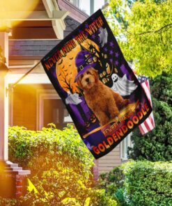 Never Mind The Witch Beware Of The Goldendoodle Flag Flagwix™ Happy Halloween Goldendoodle Flag