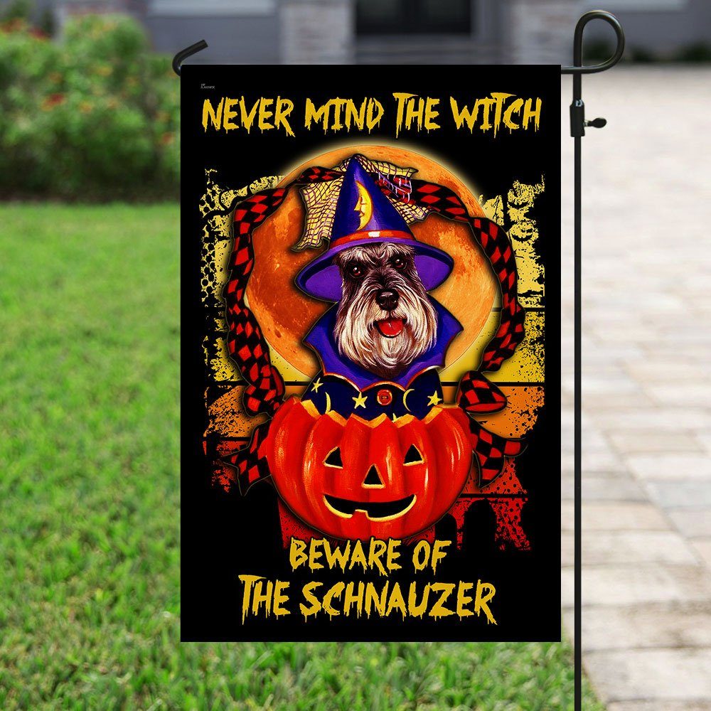 Never Mind The Witch Beware Of The Schnauzer Halloween Flag - Image 6