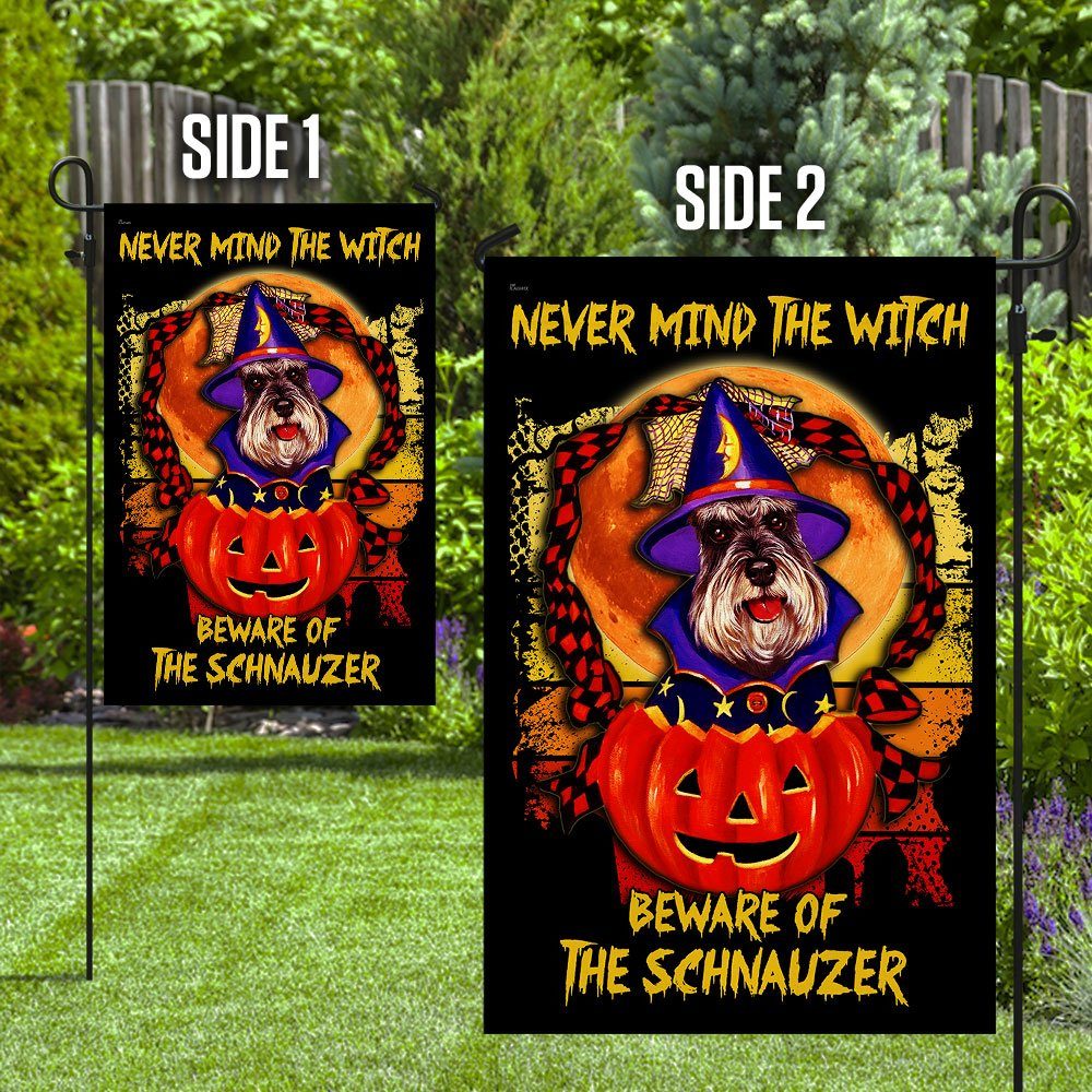 Never Mind The Witch Beware Of The Schnauzer Halloween Flag - Image 8