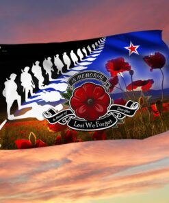 New Zealand Anzac Day Remembrance Grommet Flag Lest We Forget DBD3361GF