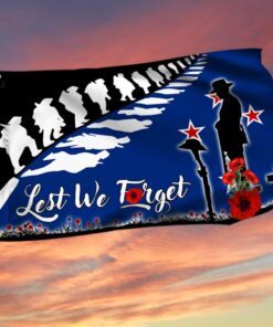 New Zealand Anzac Day Veteran Lest We Forget Grommet Flag LHA2102GF
