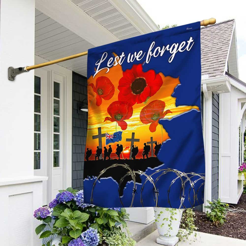 New Zealand Poppy Anzac Day Flag Lest We Forget DBD3403F