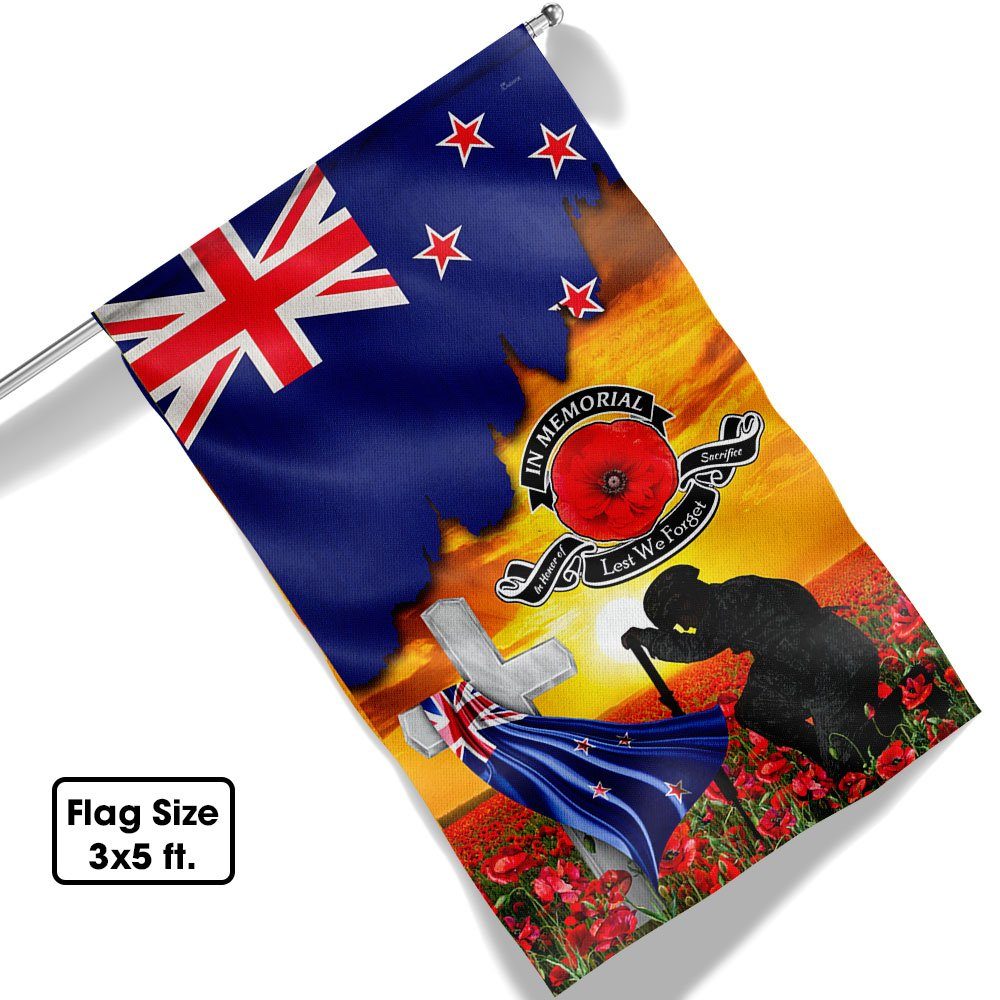 New Zealand Veteran Flag  In Memorial Lest We Forget New Zealand Memorial Honoring Fallen Soldiers Veterans Flag MLN404Fv2 - Image 6