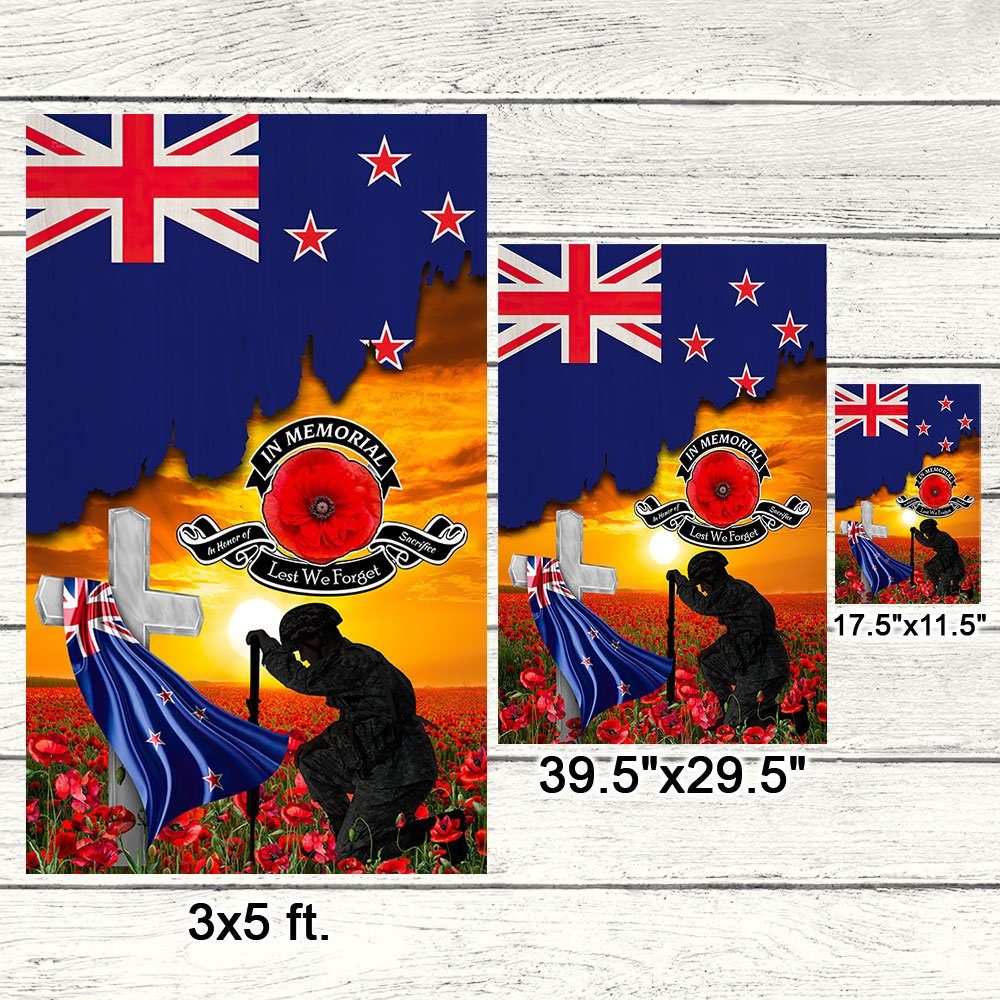 New Zealand Veteran Flag  In Memorial Lest We Forget New Zealand Memorial Honoring Fallen Soldiers Veterans Flag MLN404Fv2 - Image 7