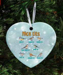nice tits. watching small birding christmas ceramic ornament 3901