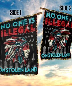 no one is illegal on stolen land flag 1159