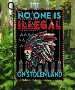 no one is illegal on stolen land flag 2834