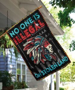 no one is illegal on stolen land flag 2947