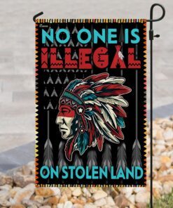 no one is illegal on stolen land flag 4602