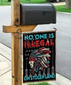 no one is illegal on stolen land flag 5523