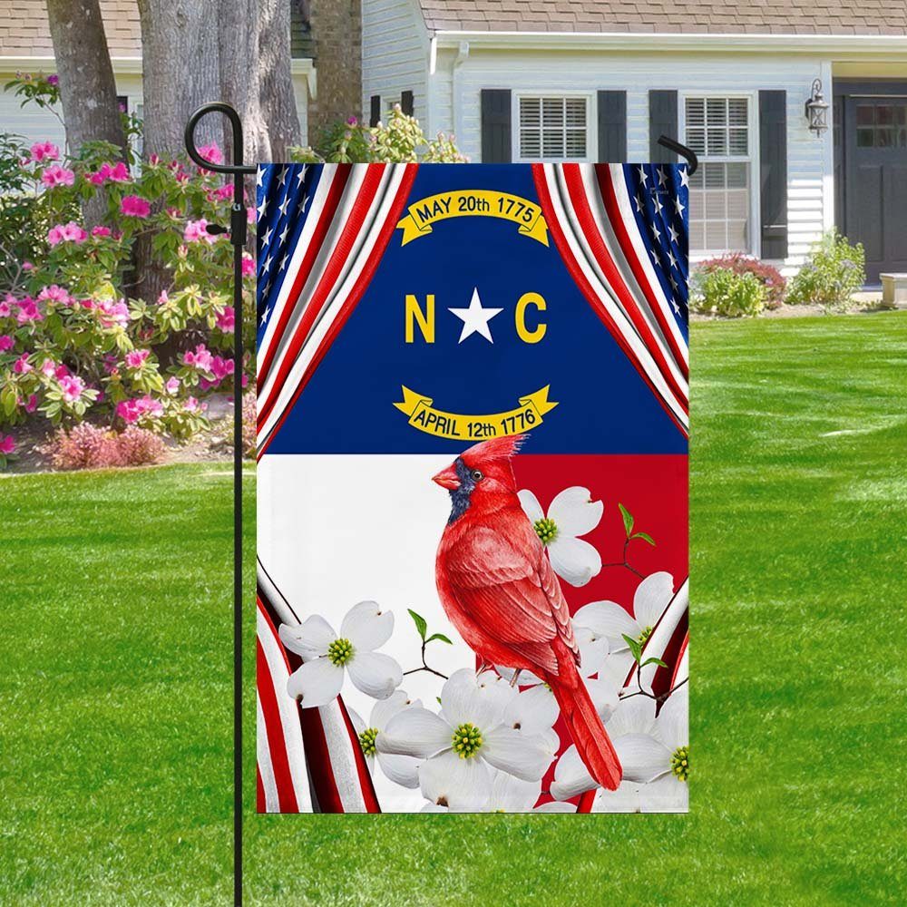 North Carolina Flag With Cardinal and Flowering Dogwood Flag TPT812Fv1 - Image 3