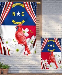 north carolina flag with cardinal and flowering dogwood flag tpt812fv1 5853