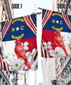 north carolina flag with cardinal and flowering dogwood flag tpt812fv1 6238