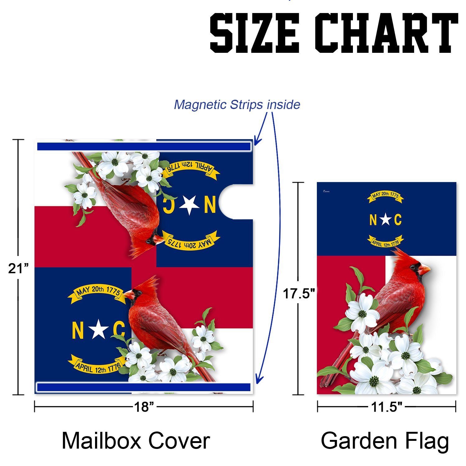 North Carolina Garden Flag & Mailbox Cover Cardinal And Flowering Dogwood BNN499MF - Image 5