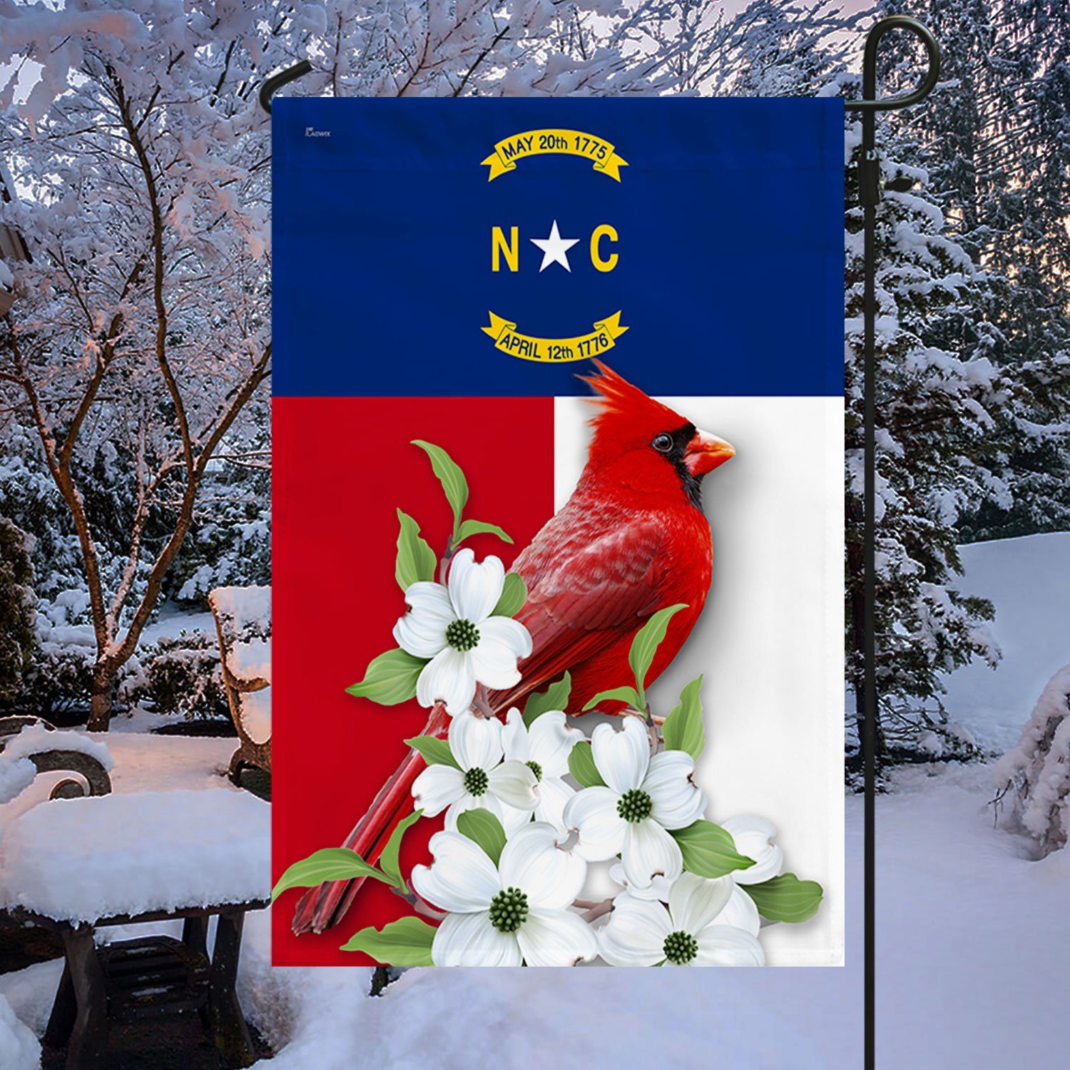 North Carolina Garden Flag & Mailbox Cover Cardinal And Flowering Dogwood BNN499MF - Image 2