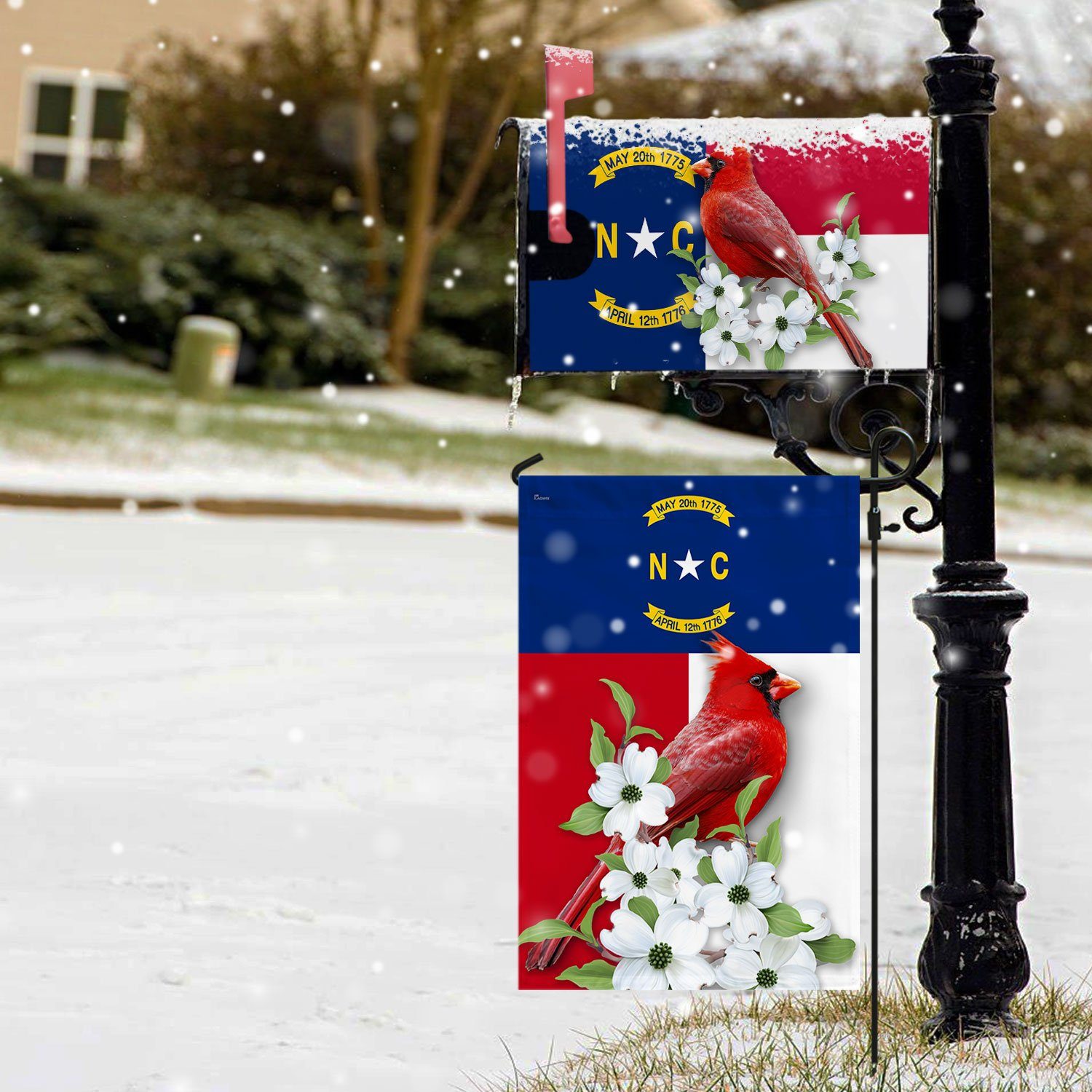 North Carolina Garden Flag & Mailbox Cover Cardinal And Flowering Dogwood BNN499MF - Image 4