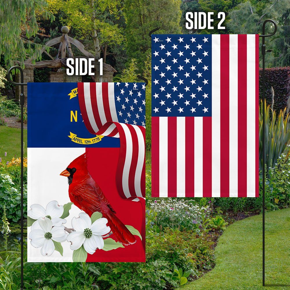 North Carolina State Cardinal and Dogwood Flower Two-Sided Flag MLN1258Fv4 - Image 2