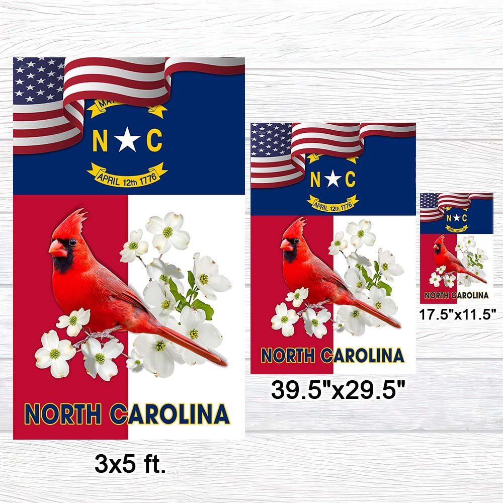 North Carolina State Dogwood Flower and Cardinal Flag MLN1306F - Image 7