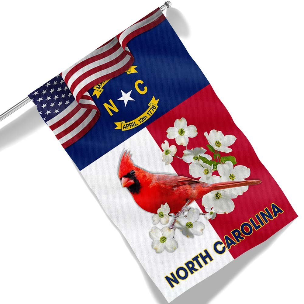 North Carolina State Dogwood Flower and Cardinal Flag MLN1306F - Image 6
