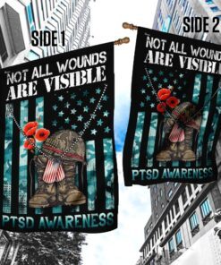 not all wounds are visible ptsd awareness flag 3598